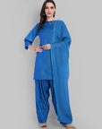 Radiant Blue Kurta with Farshi Salwar and Dupatta Set
