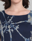 Lopa Indigo Floral Print Sleeveless Midi Dress