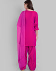 Hot Pink Kurta with Farshi Salwar and Dupatta - Set of 3