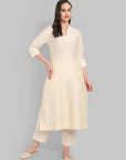 Suhana Ivory V-neck Kurta & Pant Set