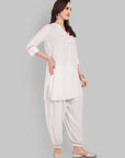Samiya Pathani style White kurta with harem pant