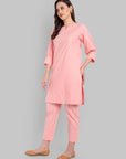 Kaira Peach Soft Lines Pintuck Set