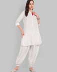 Samiya Pathani style White kurta with harem pant