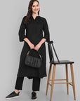 Midnight Charm Kurta with Smocked Back Set of 2