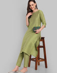 Boat Neck Light Green Kurta & Pant - Set of 2
