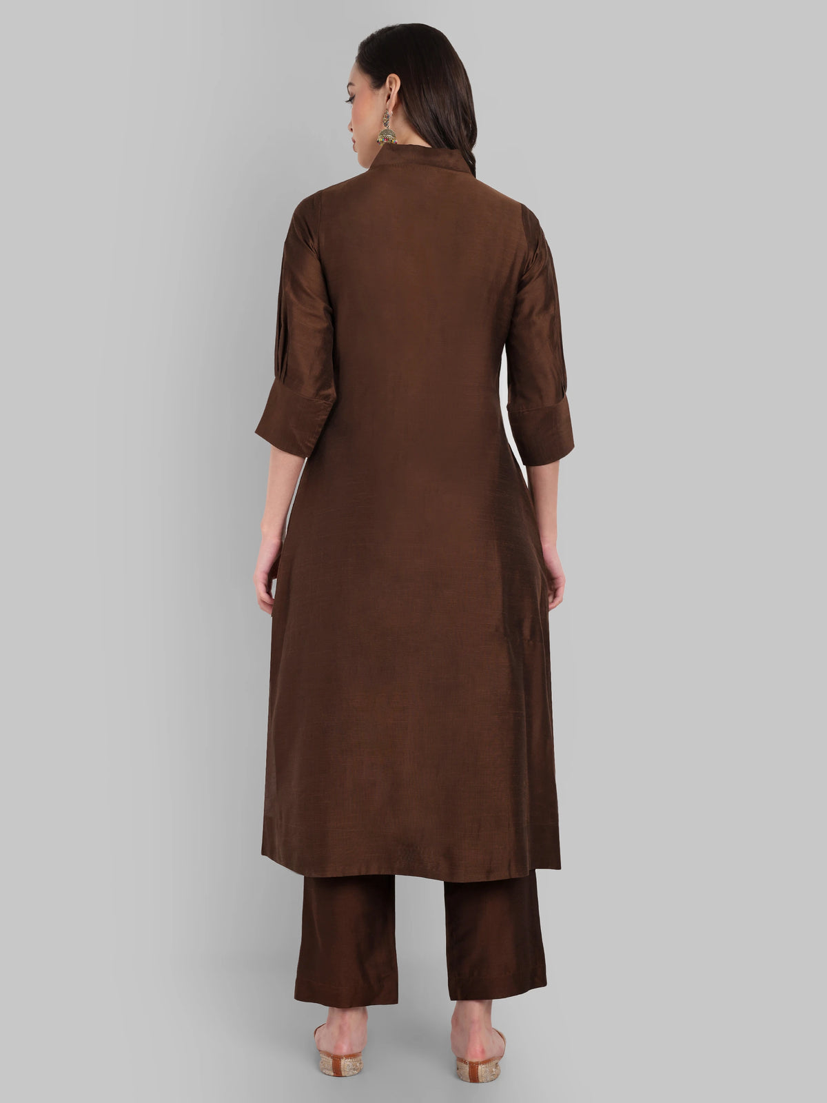 Suhana Brown V-neck Kurta & Pant - Set of 2