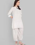 Samiya White kurta with harem pant Set of 2