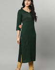 Dark Slate Gray Green Rayon Sonapani Kurta