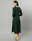 Dark Slate Gray Green Rayon Sonapani Kurta