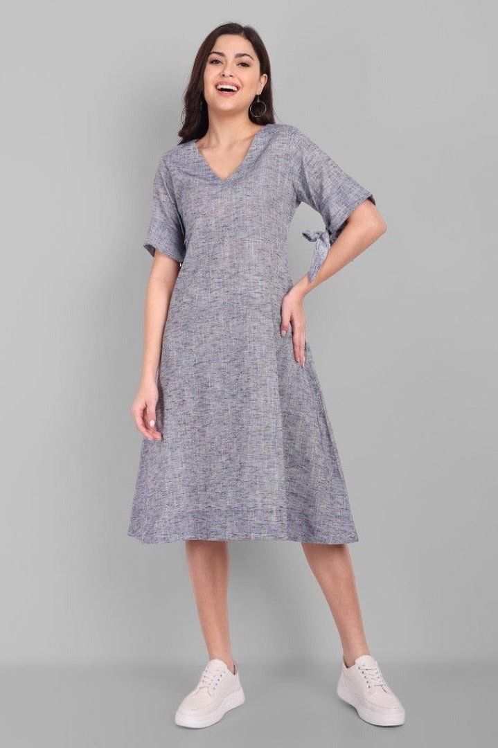 A Line Grey Alina Cotton Linen Dress - Main Image
