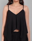 Black Crop Top And Skirt Set