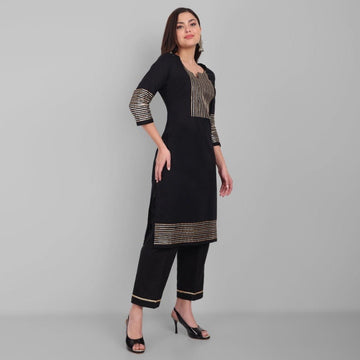Gray Amreen Dhanak Black and Gold Co-Ord - Set of 2