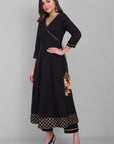 Black Angrakha Kurta with Dupatta Set Online