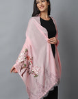 Baby Pink Bird Pashmina Cashmere Stole
