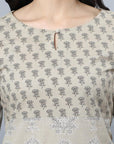 Beige Color Buta Print Cotton Kurta