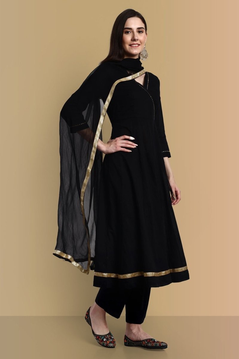Black Premium Silk Pant Anarkali