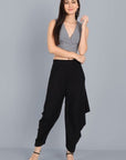Black and white Check V Neck Blouse