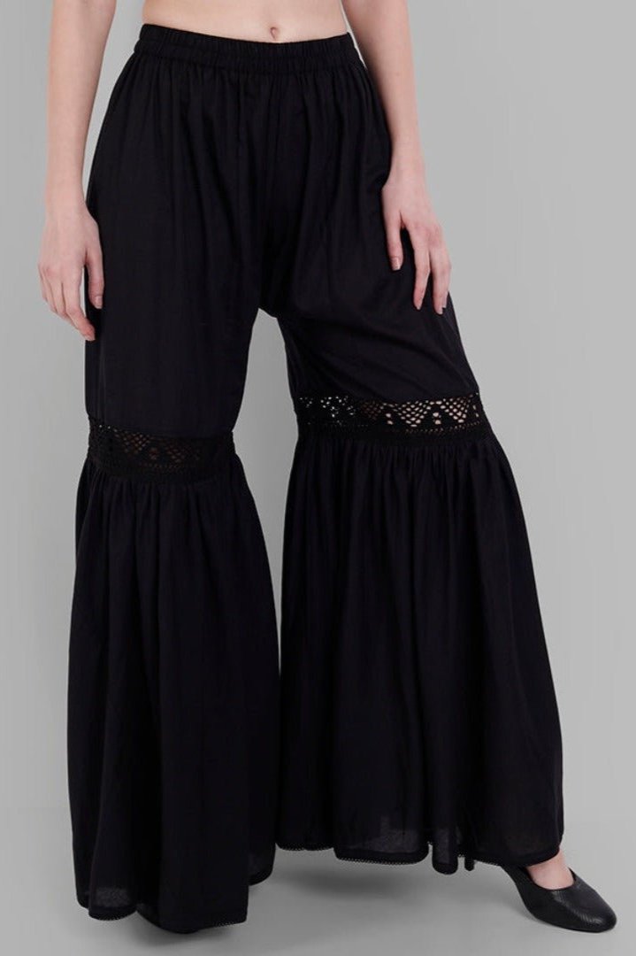 Black Cotton Hakoba Gharara Pants Online