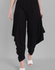 Women Black Cotton Triangle Dhoti Pants