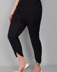 Women Black Cotton Tulip Pant