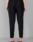 Women Black Drainpipe Cotton Silk Pant
