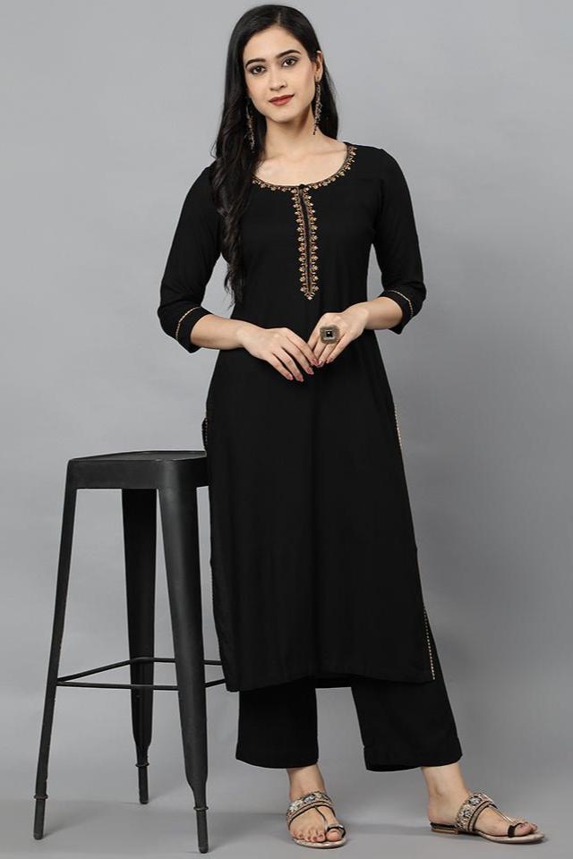 Black Jhelum Kurta Pants Set