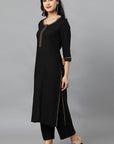 Ethnic Black Jehlum Kurta & Pants Set