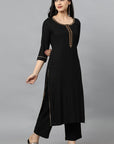 Women Black Jehlum Kurta & Pants Set