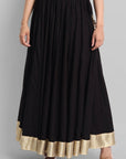 Women Black Kalidar Golden Border Skirt