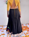 Black Kalidar Light Gold Border Skirt