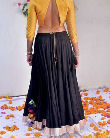 Black Kalidar Light Gold Border Skirt