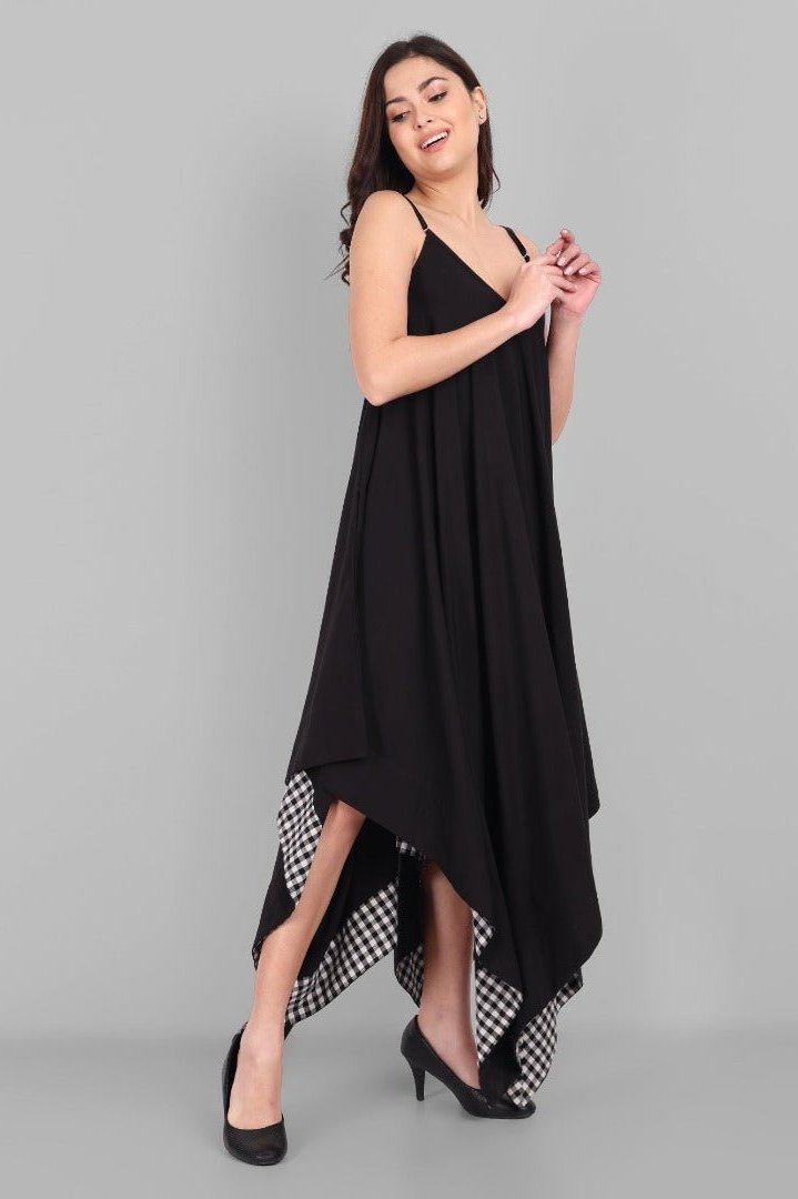 Black Long Alisha Handkerchief Dress Mera Rang Black Long Alisha Handkerchief Dress Mera Rang