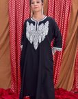 Black Phiran with Silver Tilla Embroidery