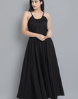Ethnic Black Rayon Long Dress