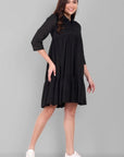 Black Tiered Short Dress For Girls