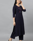 Blue Angoori Embroidered Kurta Pants Set