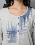 Blue Gray Modern Art Kurta Pants Set