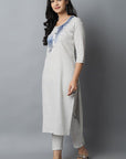 Blue Gray Modern Art Kurta Pants Set