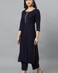 Blue Jehlum Kurta Pants Set
