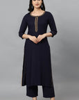 Blue Jehlum Kurta Pants Set
