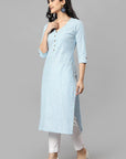 Blue V Neck Candy Cane Kurta