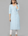 Blue V Neck Candy Cane Kurta
