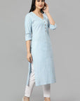 Blue V Neck Candy Cane Kurta