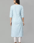 Blue V Neck Candy Cane Kurta