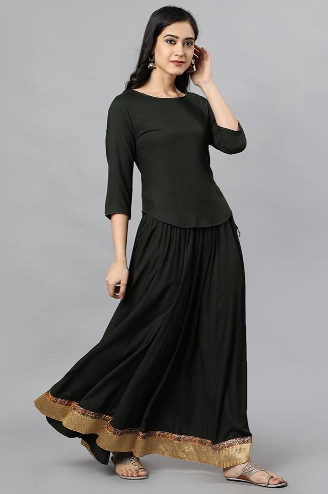 Green Kali Rayon Skirt