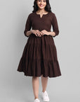 Brown Mul Cotton Graduated Short Dress