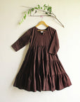 Brown Mul Cotton Graduated Short Dress