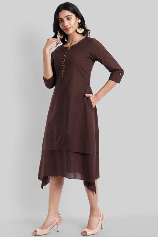 Brown Mul Cotton Hunter Dress