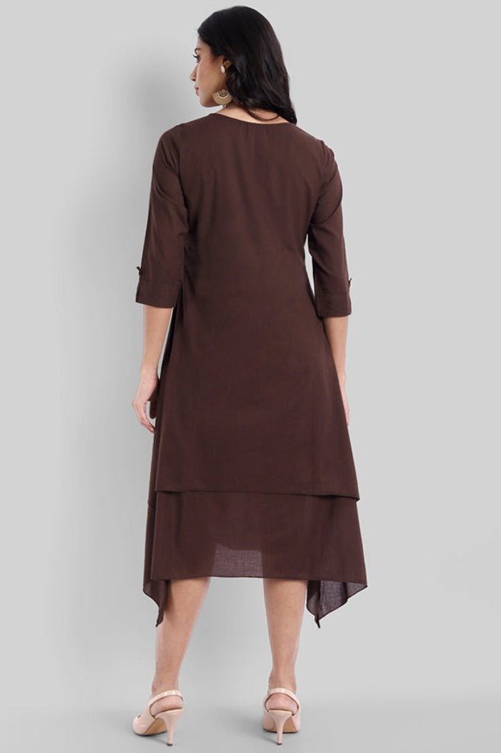 Brown Mul Cotton Hunter Dress