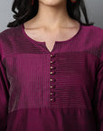 Burgundy Silk Sonapani Kurta Pants Set